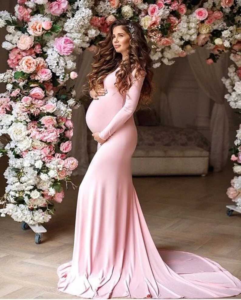 Elastic and sexy black pregnant woman photo shoot dress long sleeved baby shower dress pregnant woman photo prop costume W250113