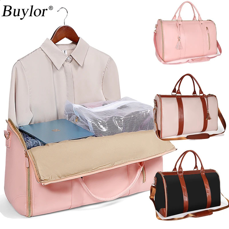 Buylor VIP for PU Folding Suitbag Womens Handbag Large Capacity Travel Luggage Bag Waterproof Clothing Handbag Outdoor Fitness Bag 250109