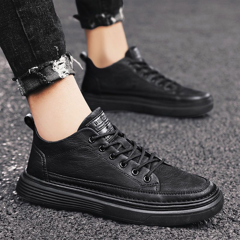 Men's Autumn Casual Leather Kitchen Chef Waterproof Flat Non Slip Wear Resistant Work Labor Insurance Trendy Shoes