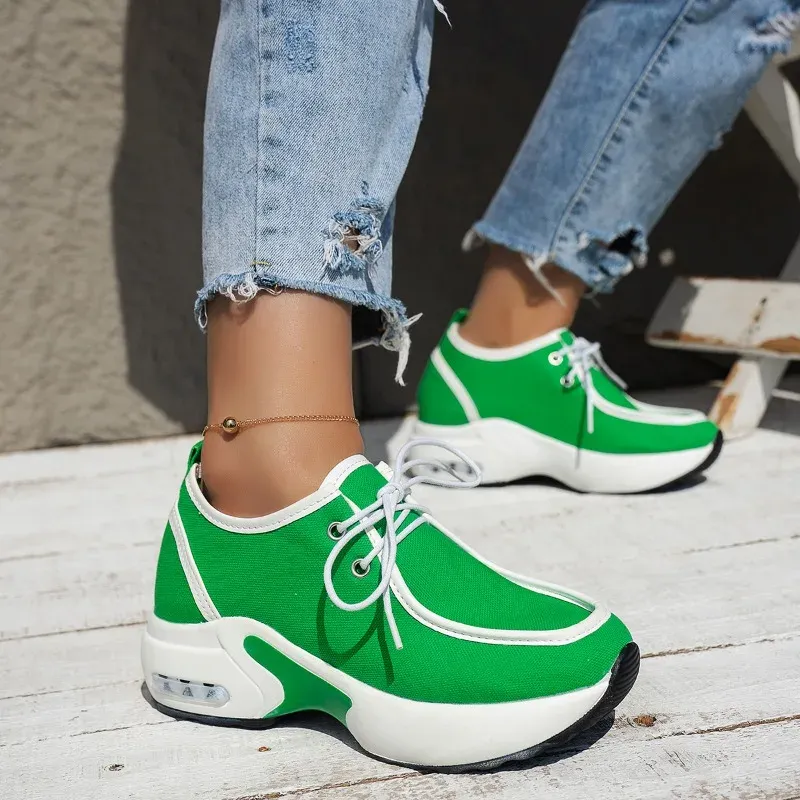 2025 New Platform Leopard Print Elevated Solid Casual Sports Shoes for Women Fashion Breathable Sneaker atos De Mujer