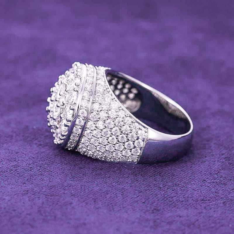 2024 Hip Hop Fine Jewelry Passd Diamond Tester 925 Silver Iced Out VVS Moissanite Cluster Prong Dome Ring For Men Women