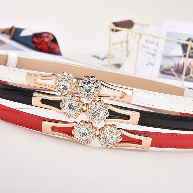 Hundreds of dress with shirt tide simple fashion buckle thin belt decorated with candy-colored patent leather women's models belt