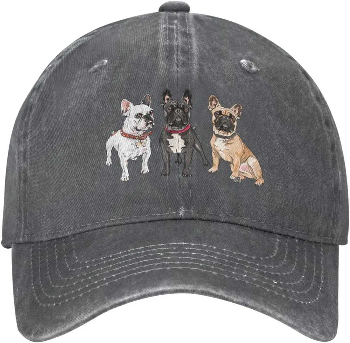 French Bulldog Retro Distred Adjustable Washable Denim Mens Dad Truck Driver Hat Mens Baseball C Ball W250113