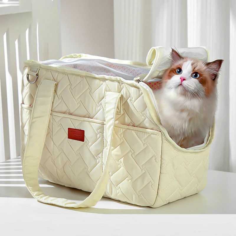 Pet cat carrying bag Escape free portable multifunction pet bag Large capacity breathable crossbody bag portable soft bag 01XJ250113 S25917