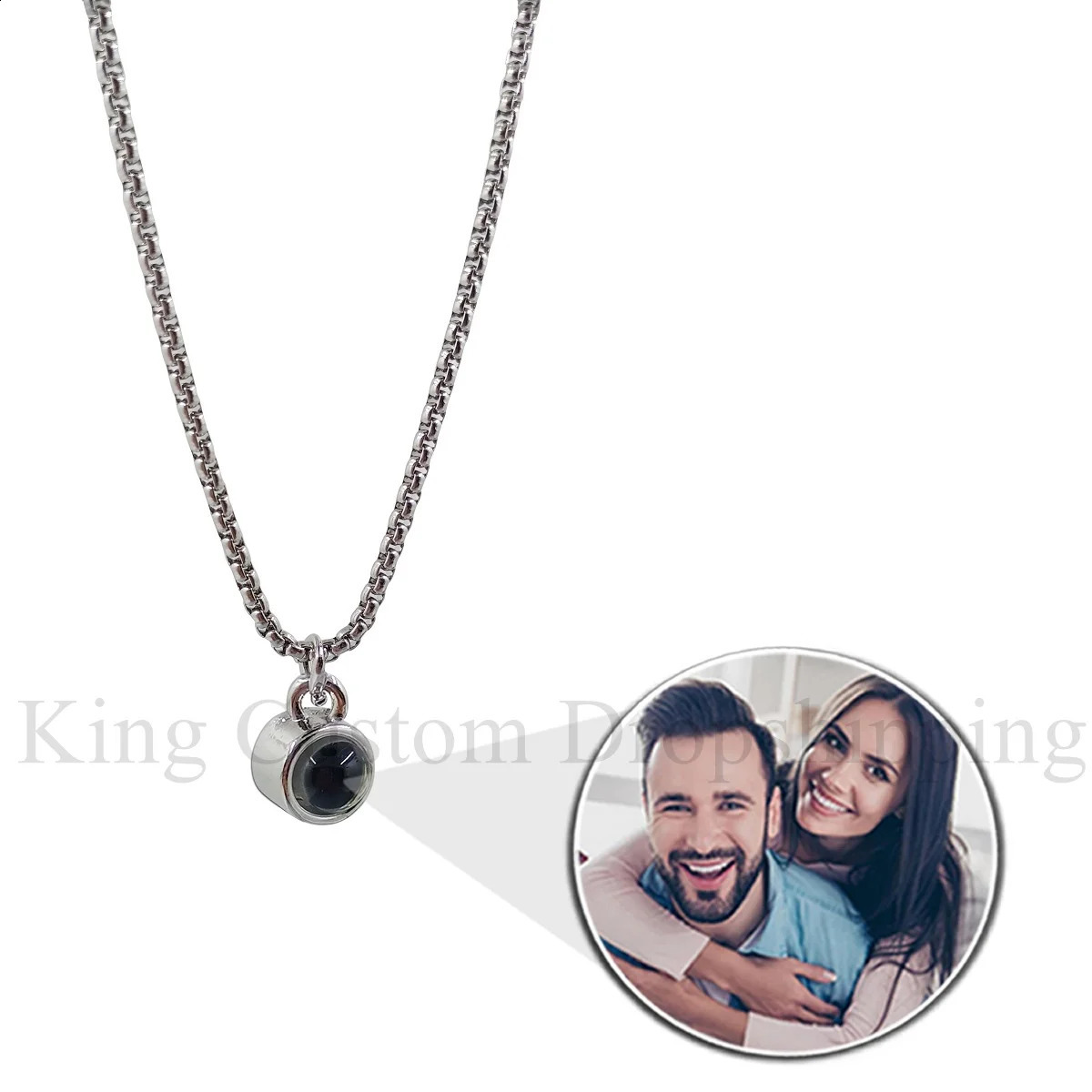 Custom Po Circle Projection Mens Necklace Original for Boyfriend and Family Circle Pendant Christmas Gift 250107