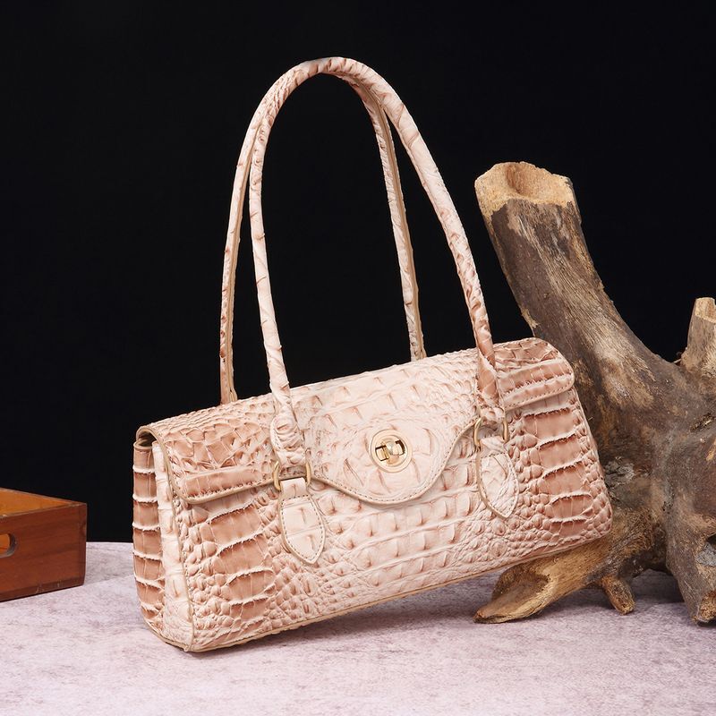 Retro Portable Armpit Baguette Women's Bag Crocodile Pattern Brahmin