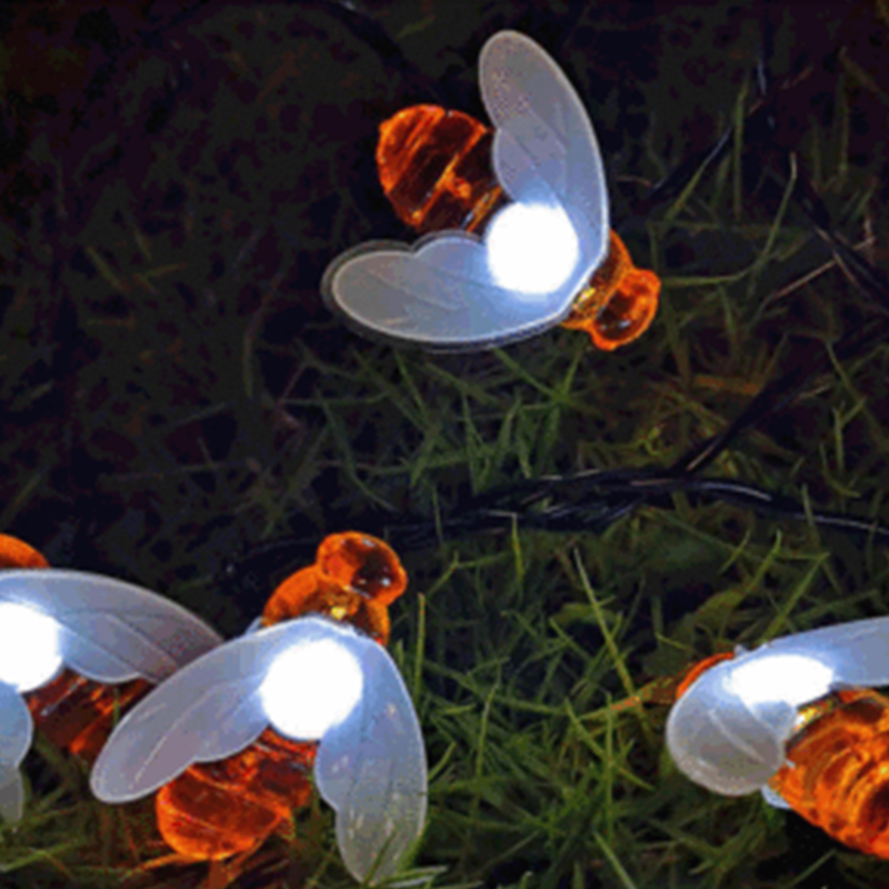 Outdoor Decorative Warm White LED Solar Bee Light String with 30 LEDs Included