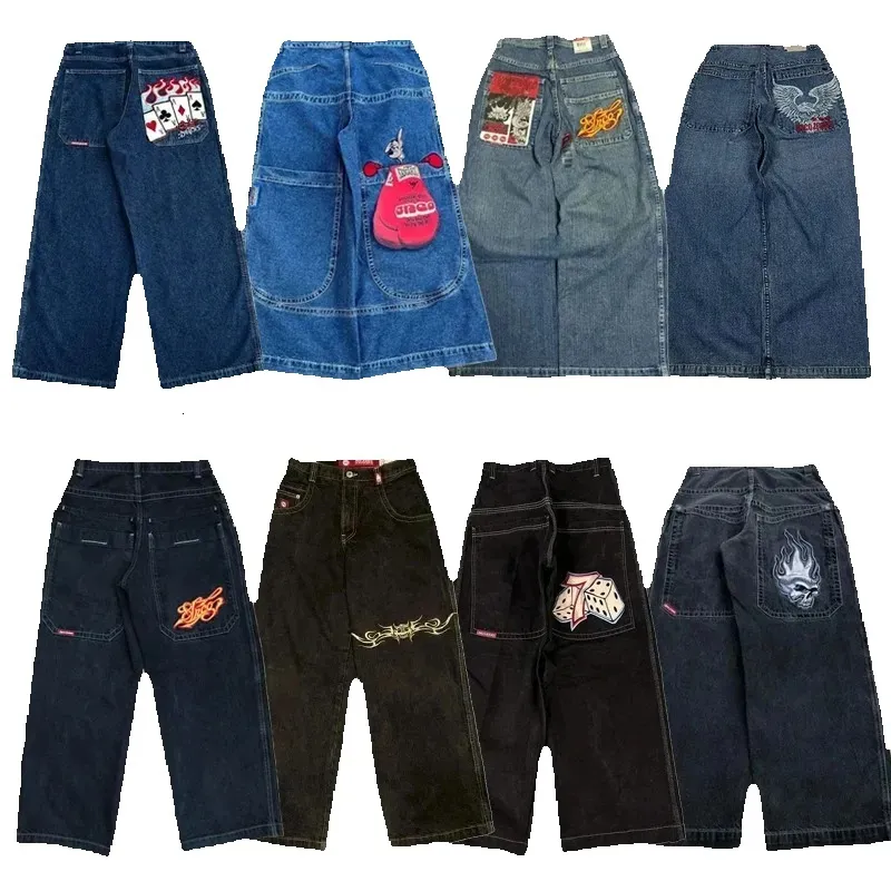 Designer Streetwear Baggy Jeans Men Luxury Embroidered Vintage Jean Hip Hop Goth Harajuku Casual Wide Leg Pants DJG25011413