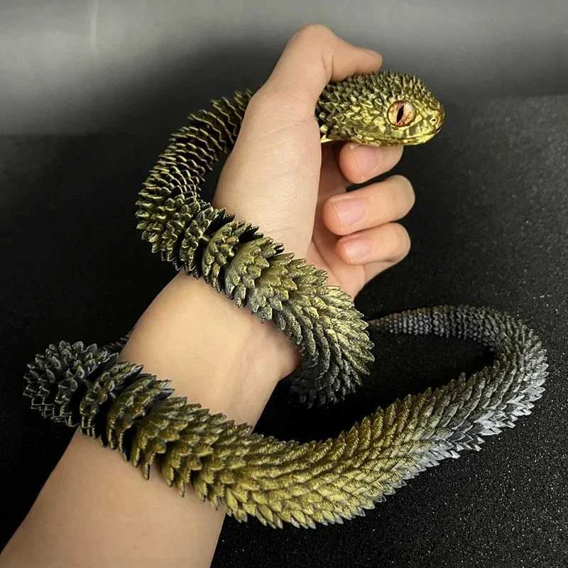 30cm 3D Printed Viper Snake Egg Crystal Dragon Egg Fidget Toy Animals Figures Rotatable Articulated Snake Toy New Year Kids Gift W250114