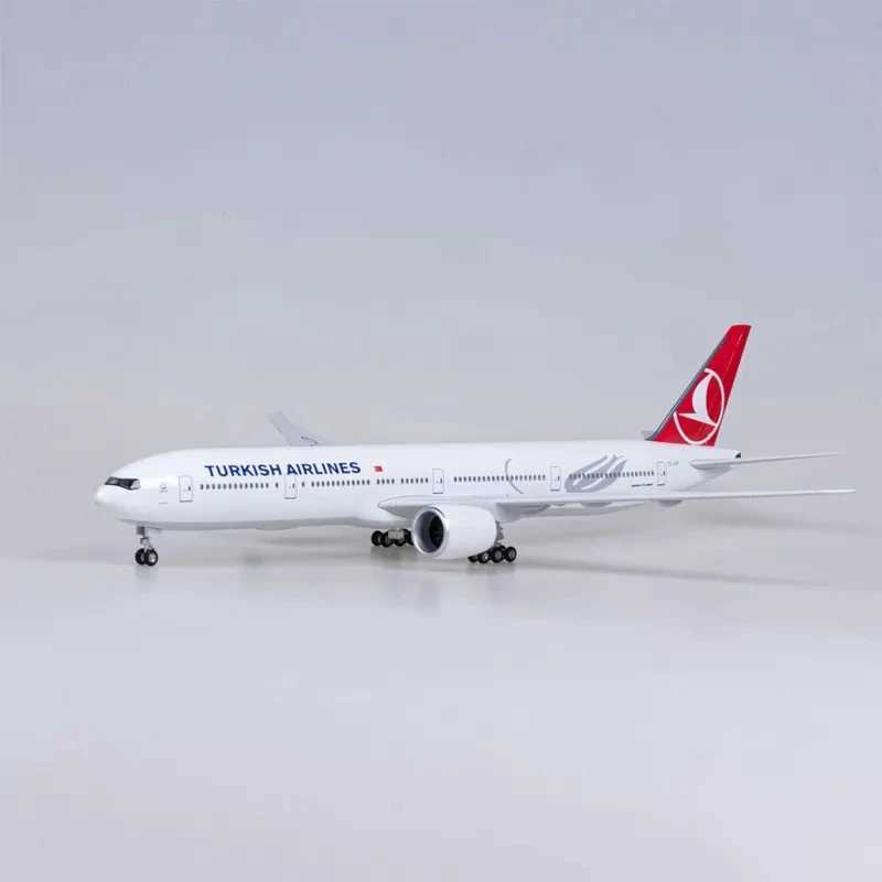 1 157 Scale 47cm Large 777 Airplane Model Turkish Boeing B777 Aircraft Model Die-cast Aircraft with LED Lights For Collector X250114