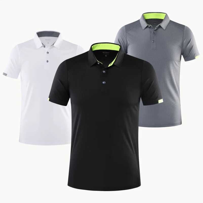 Summer quick drying short sleeved polo shirt Golf company group breathable fitness collar sports shirt big button top M250113