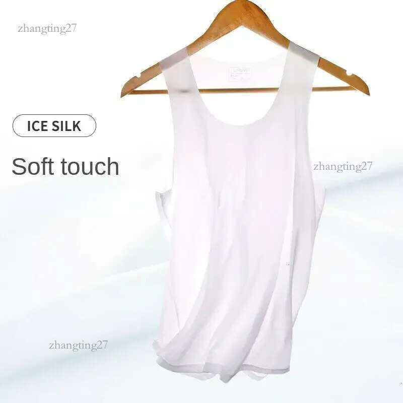 Ice Silk Tank Tops Seamless Wife Beater Sleeveless Tee Gym Undershirts AShirt Mens Underwear Sexy Casual Vest T Shirts 240412