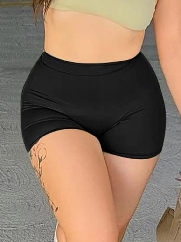 Ruched Back High Waisted Skinny Booty Shorts Sexy Baddie Outfits 250107