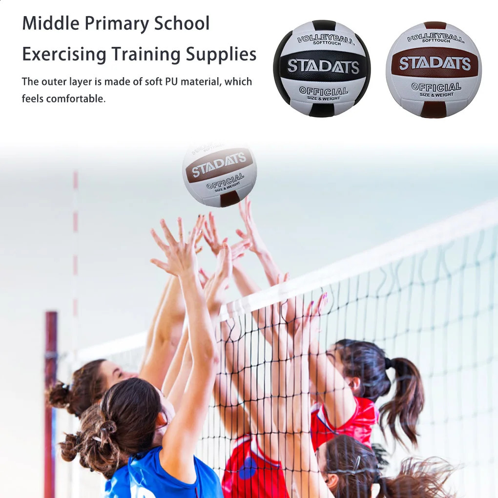 Size 5 Volleyball Professional Volleyballs Middle Primary School Training Soft PU Leakproof Beach Balls Coffee 250107