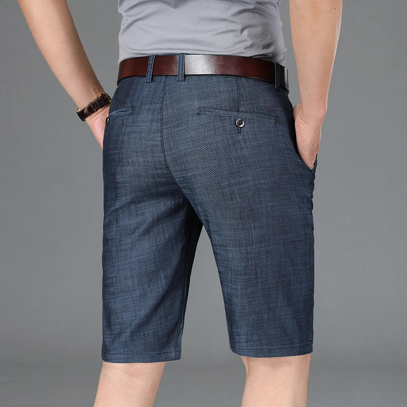 Summer Male Knee Length Pants Men Black Elasticity Denim Shorts Classic Business Casual Stretch Straight Jeans 250103