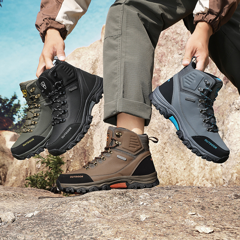 Leather Platform Sneakers for Mens Winter Rubber Hiking Ankle Boots Designer Work Safety Man Shoes 39-47