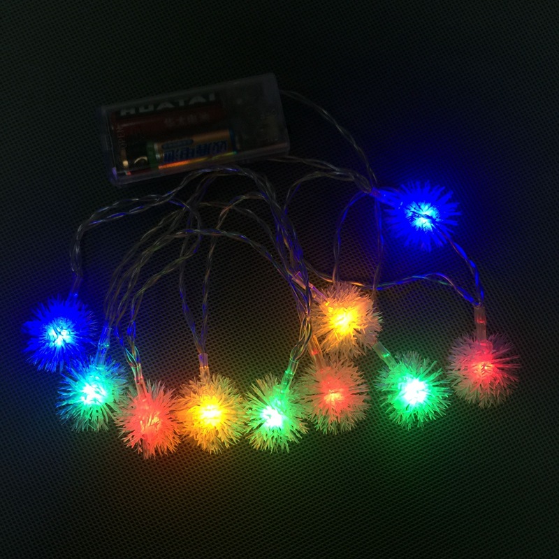 Fluffy bulb string Dandelion battery light Festival home decoration LED creative colorful lights bedroom decoration