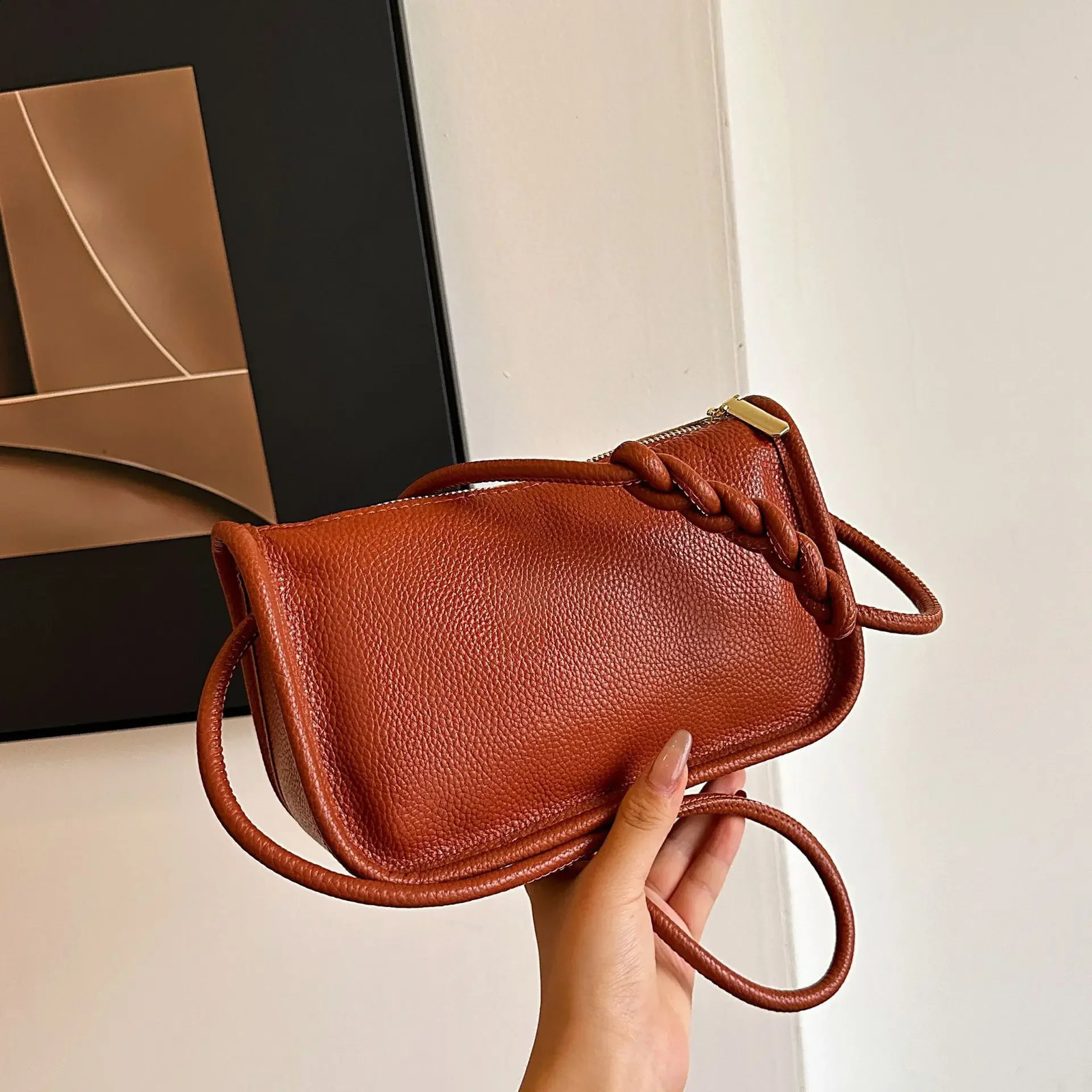 100%Real Cowhide Genuine Leather Sac Fashion Women Crossbody Bags For Ladies High Capacity Shoulder Bag Handbag Female Purse 250106