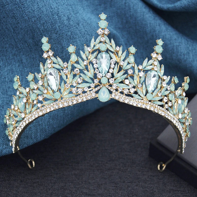 Champagne Crystal Crown Princess Tiara Headwear for Party Pageant Birthday Wedding Hair Jewelry Costume Accessories250108