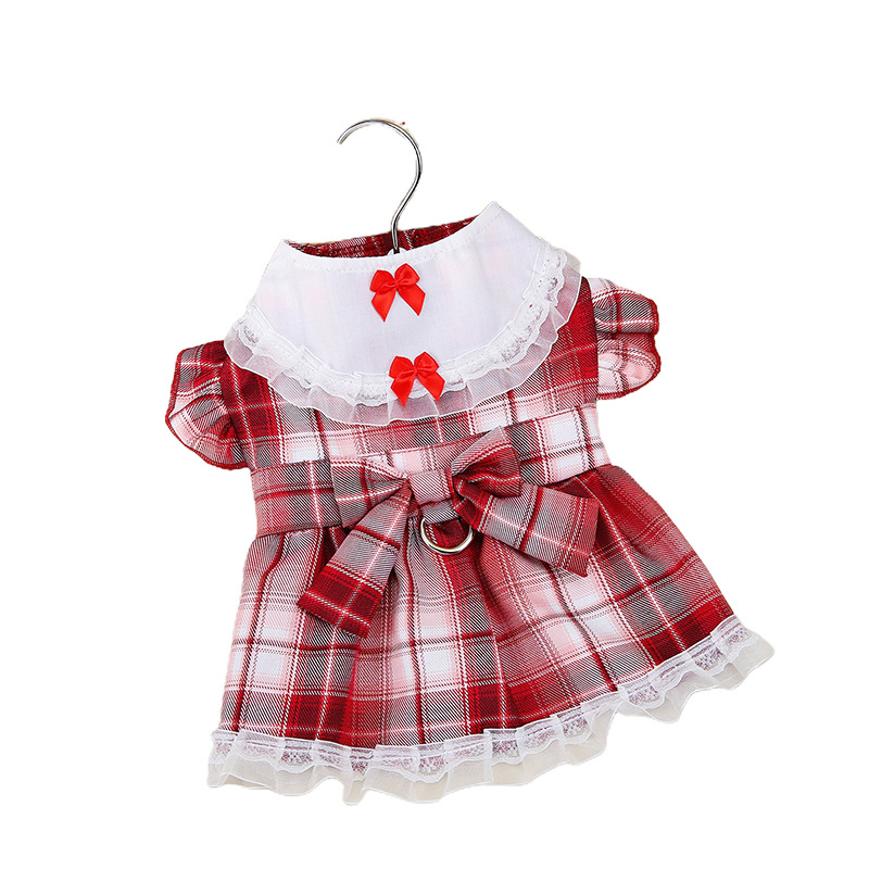 Pet dress New summer dog clothes Small dog Teddy Bear can pull skirt Cat princess uniform skirt cute sweet dog daugher