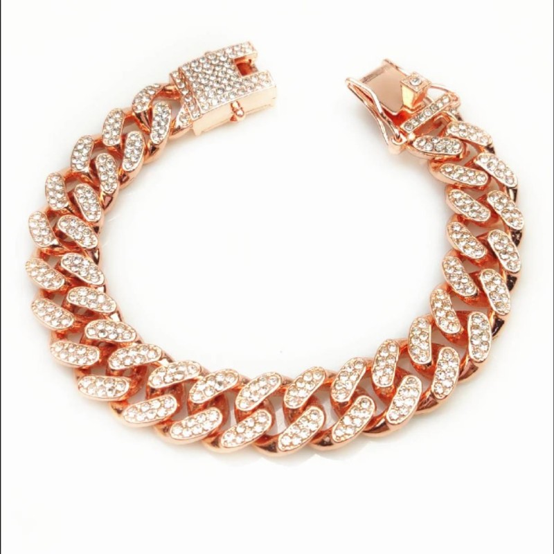 Luxury Gold Dog Chain Collar Cuban Chain Link Choke Collar for Small Medium Large Dogs, Pet Necklace Jewelry Crystal Accessories