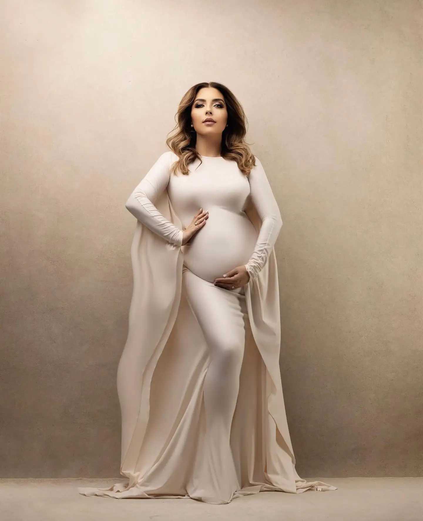 Pregnant womens photography props dress elastic fabric bat shirt suitable for taking photos pregnant womens families Par goddess dress W250113