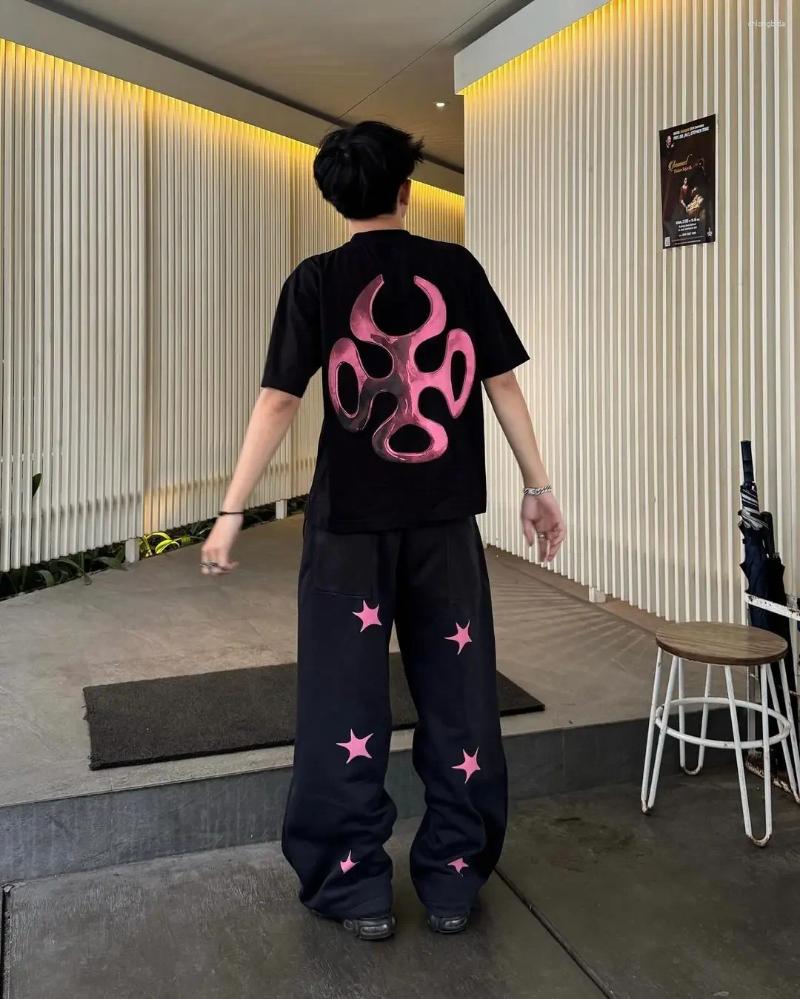 T Shirt Short Set - Men's Casual Two-Piece Set: Retro Letter Print, Loose Fit, High Street Style, Niche Design