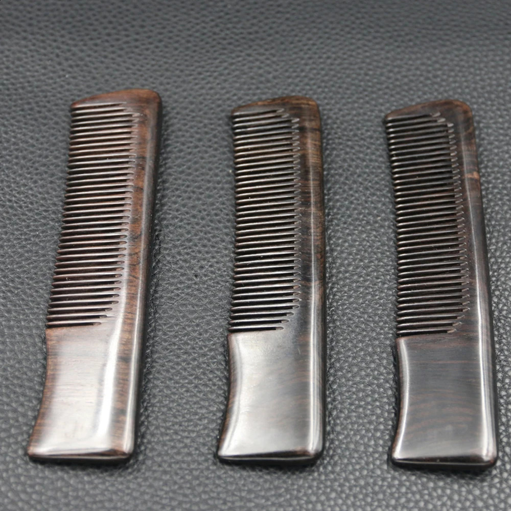 Natural African Ebony Beard Moustache Pocket Comb- Black Sandalwood Portable Travel Beard Combs with Leather Case 250107