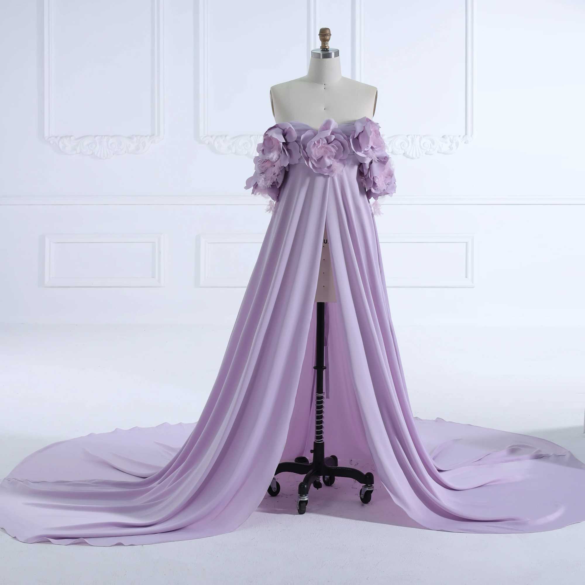 Off Shoulder Handmade Flower Materni Dress for Photo Shoot Baby Shower YEWEN W250113