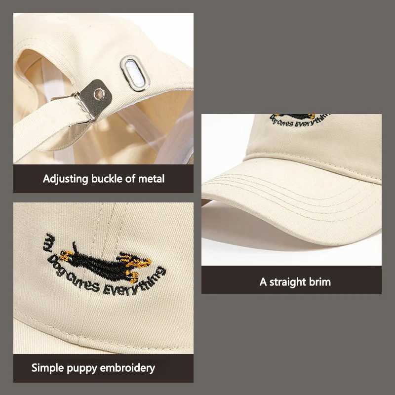 Fashion Dog Embroidered Baseball Cs Womens Cotton Snback Adjustable Hip Hop Hat Outdoor Sunshade Hat Dad Truck C W250113