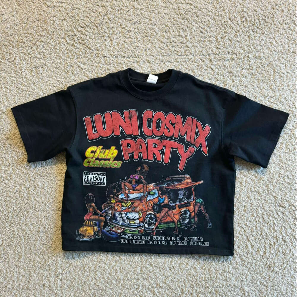 American style Y2K summer high street hip-hop letter print loose casual unisex cotton short sleeved t-shirt