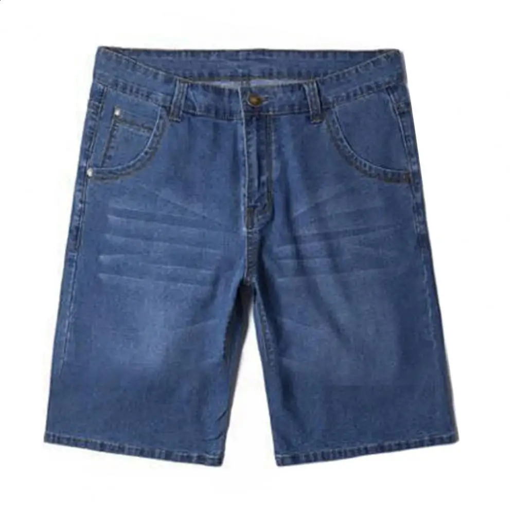 Summer Mens Denim Shorts Fashion Solid Color Casual Loose Multipocket Straight Fiveminute Pants Elastic Knee Jean 250120Z