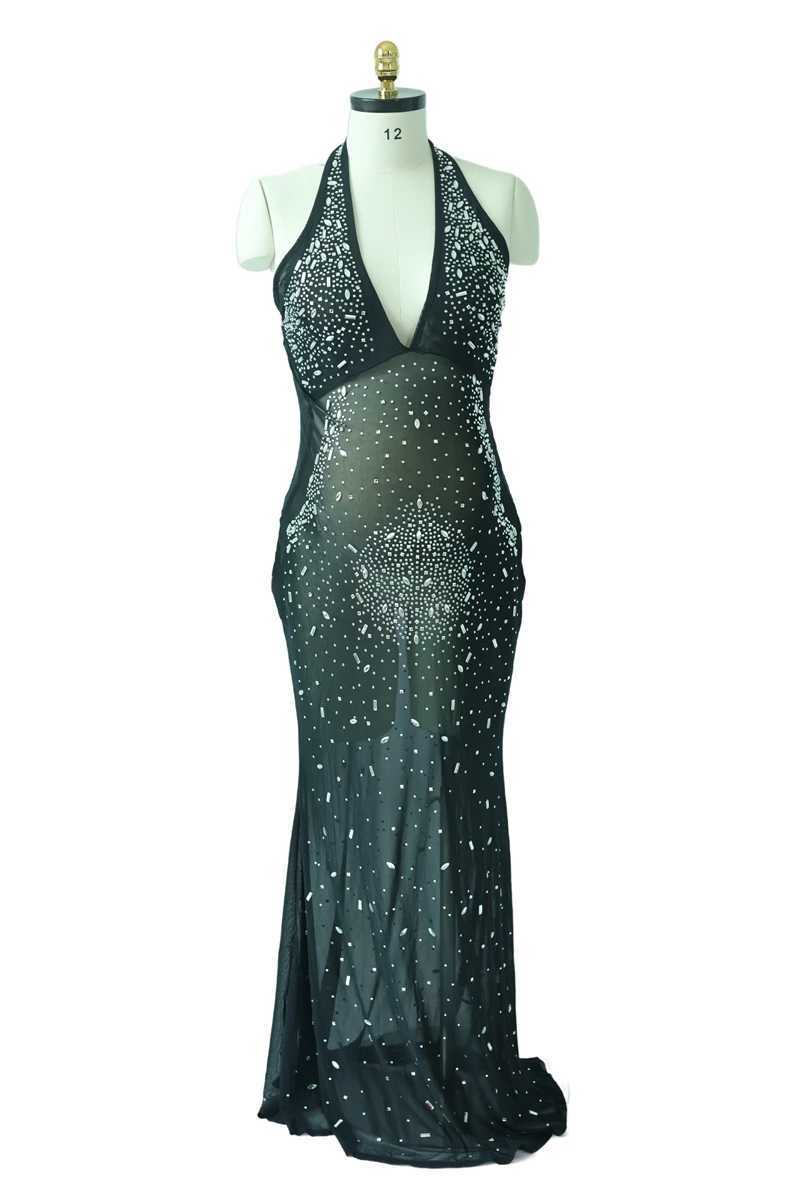 Pregnant dress photo shoot Maxi evening sexy pregnant woman elegant sleeveless body Par stretch rhinestone body W250113