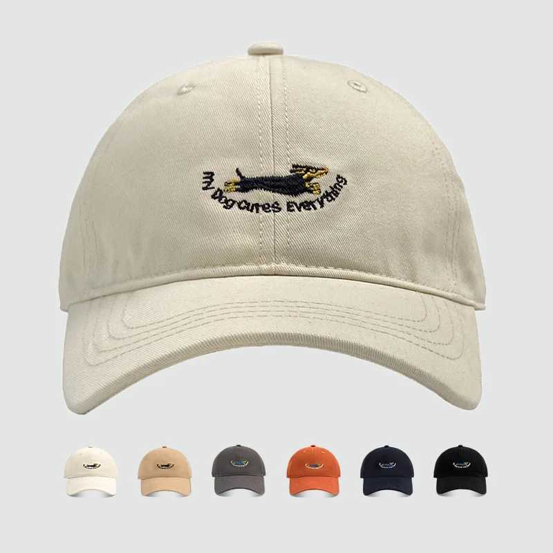 Fashion Dog Embroidered Baseball Cs Womens Cotton Snback Adjustable Hip Hop Hat Outdoor Sunshade Hat Dad Truck C W250113