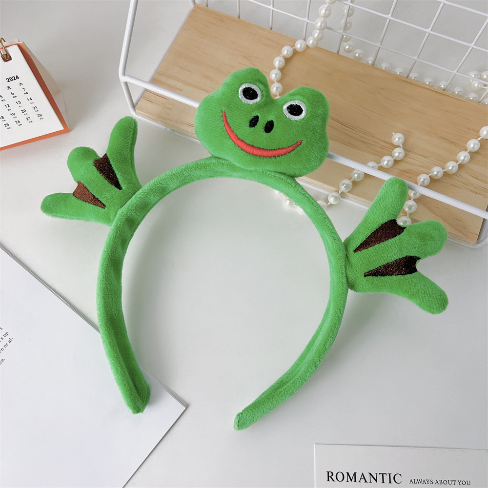 Cute Wave Little Frog Hair Band Household Wash Face Apply facial mask Funny Hair Band Plush Cartoon Animal Hair Band Female