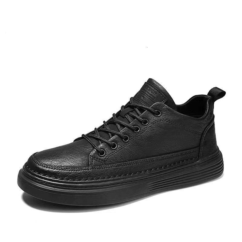 Men's Autumn Casual Leather Kitchen Chef Waterproof Flat Non Slip Wear Resistant Work Labor Insurance Trendy Shoes