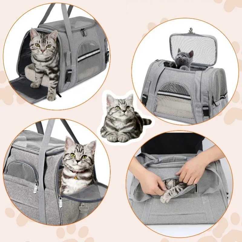 NEW Cat Bags Soft-Sided Portable Dog Carrier Mesh Breathable Carrier Bags Foldable Cats Handbag Travel Pet Bag Transport BagXJ250113