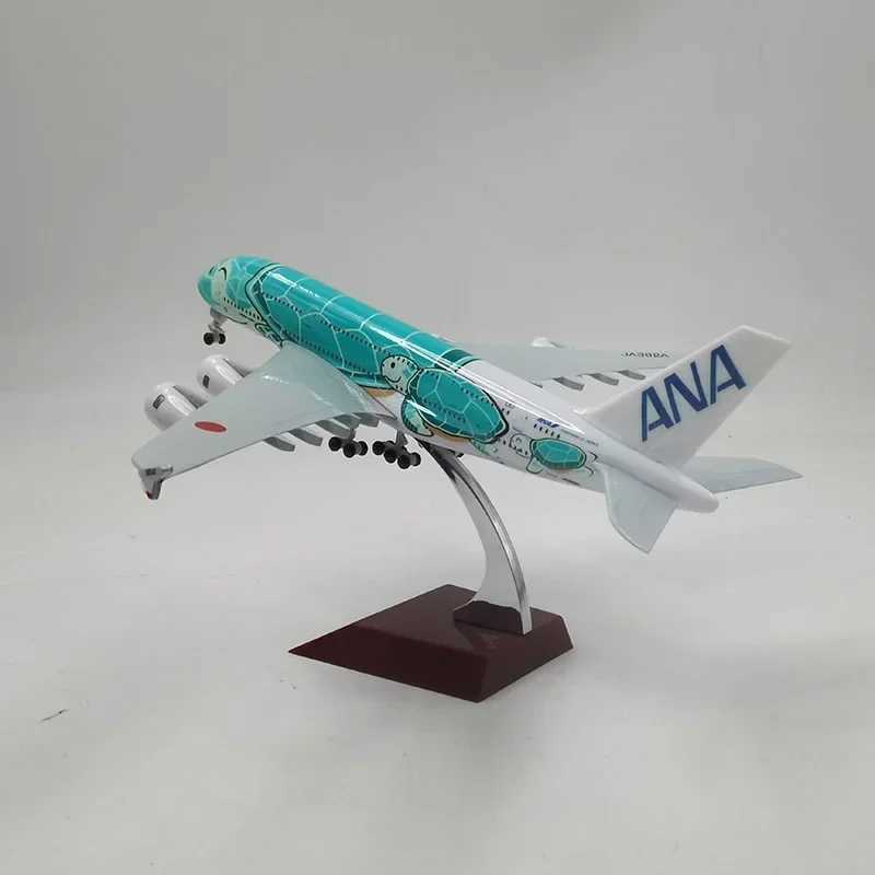 20CM Airbus A380 Cartoon Sea Turtle Airlines Diecast Airplane Model Toys 1 400 Scale Model Planes With Landing Gears Alloy X250114