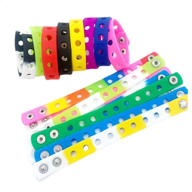 50pcs 18CM Wristbands Silicone Bracelets Fit Shoe Charms Kids gifts 250107