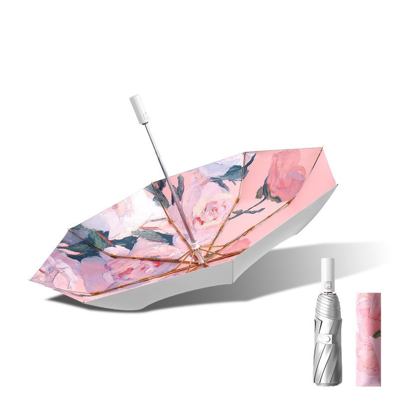 High-Quality Automatic Umbrella with Titanium Silver Printing for All Weather Conditions