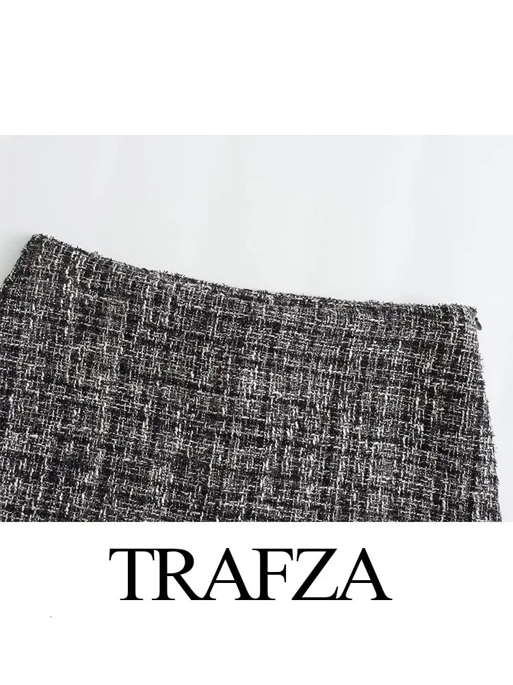 TRAFZA Womens Summer Fashion Plaid Short Casual V-neck Blazer Sexy High Waist Side Zipper Decorated Womens Culottes 2-piece 250109