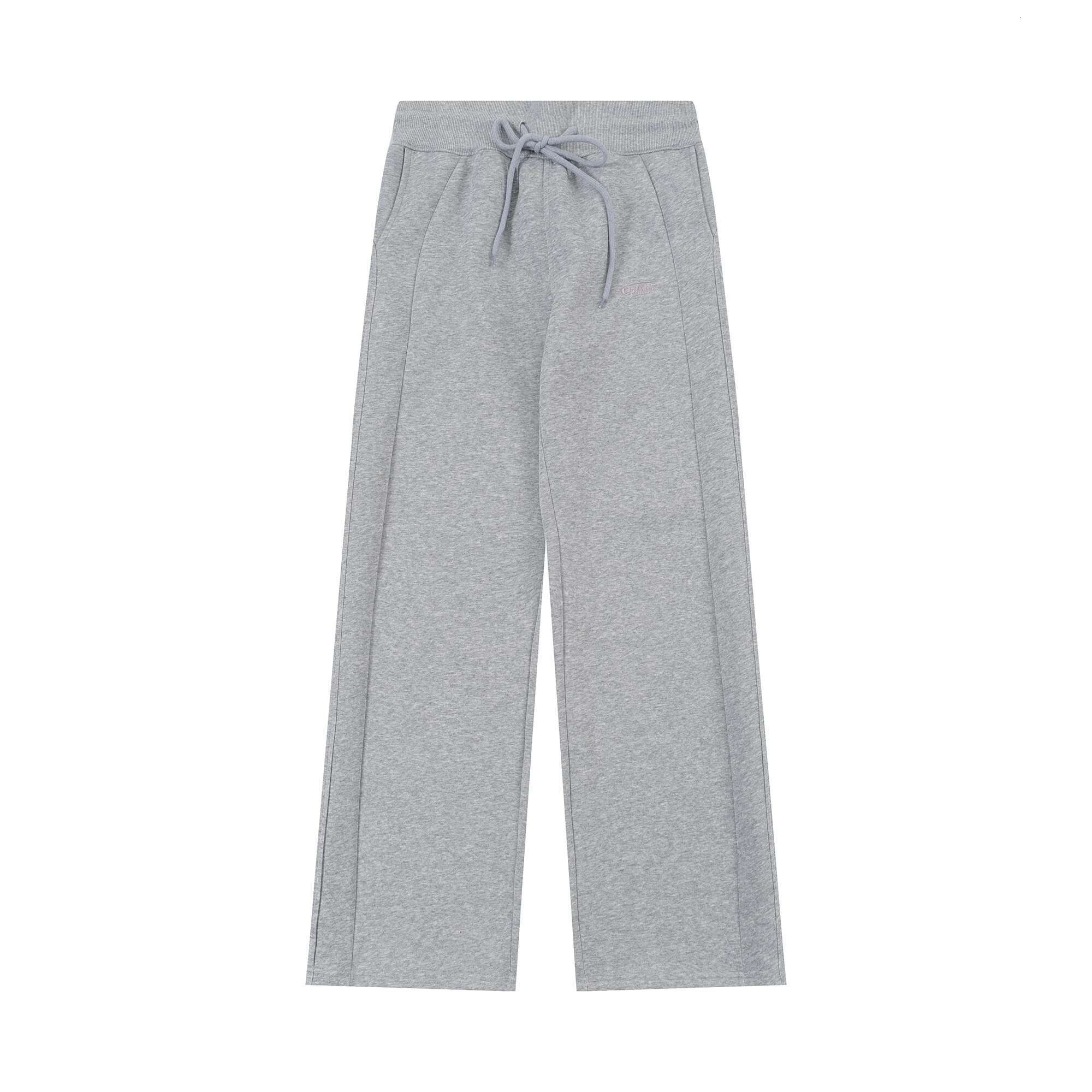 Retro Three-Dimensional Cut Drawstring Baggy Grey Sweatpants Men 2024 Loose Casual Straight Leg Joggers Cotton Sport Pants Y2k