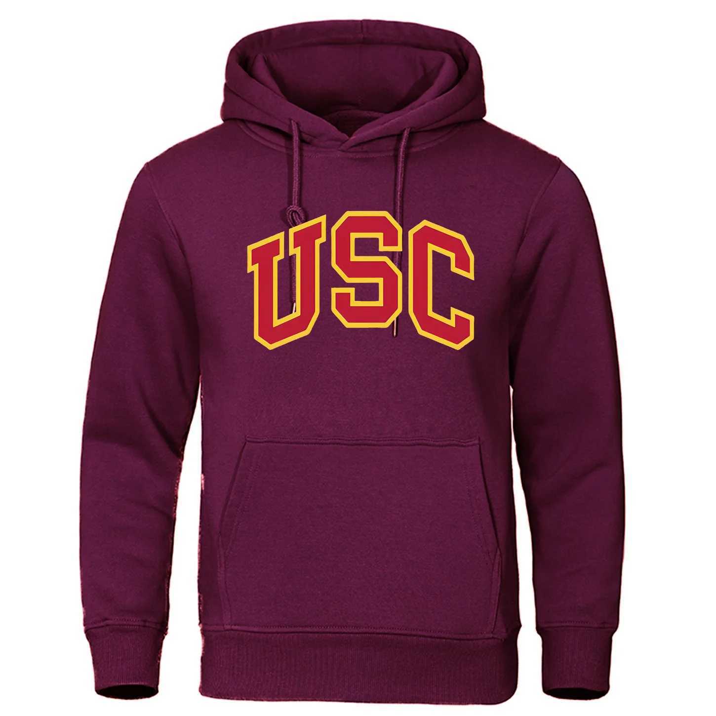 Men's Hoodies Sweatshirts Newly popular loose retro mens hoodie autumn and winter casual mens sleeping hoodie with letters USC printed J250111