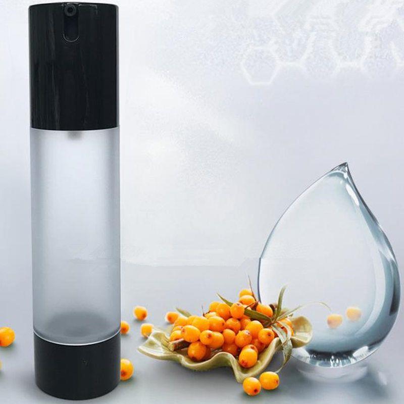 15ml 30ml black frosted Bottle airless vacuum pump lotion bottle with pump frost 50ml plastic Refillable Bottles Ltmul