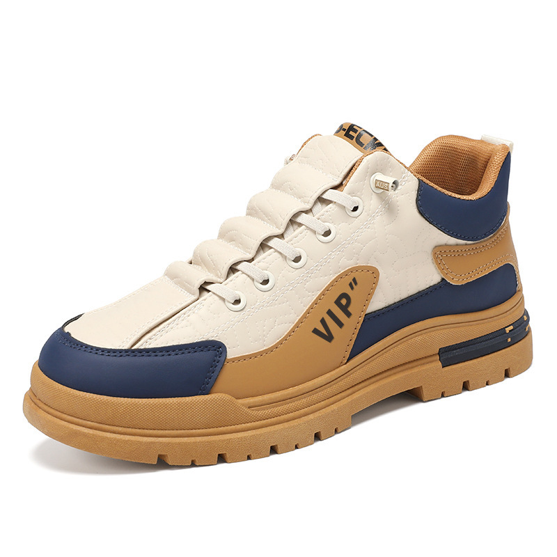Men Casual Shoes Breathable PU Leather Platform Sneakers Summer Thick Bottom Low Top Training Sneakers