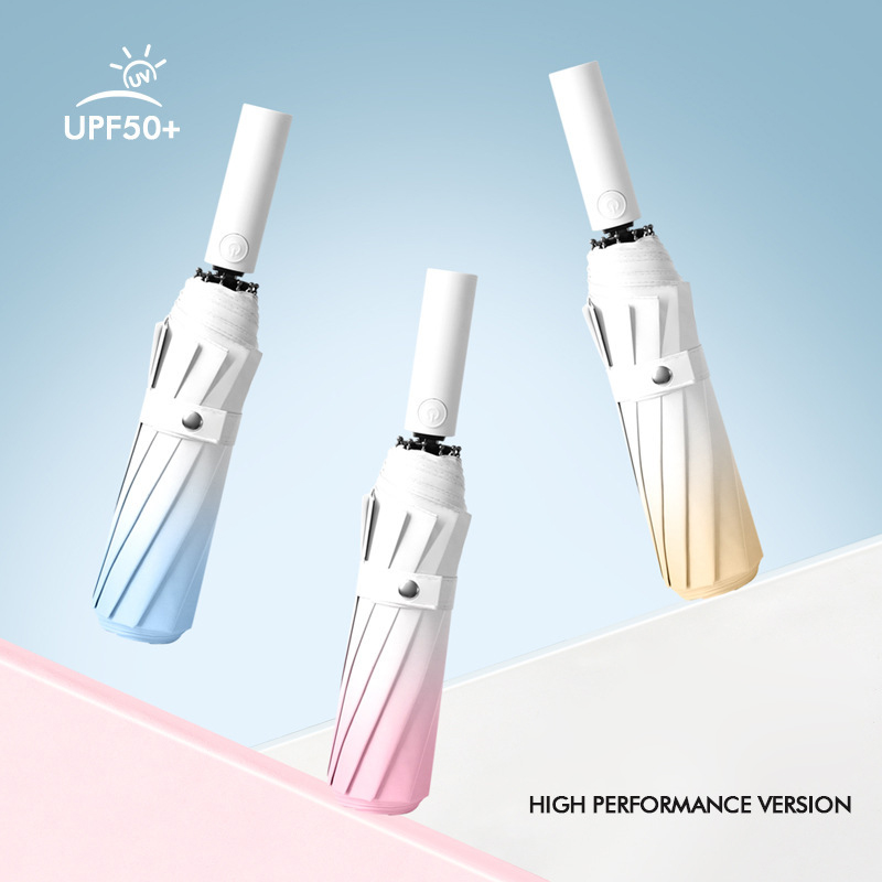 10 Bones Durable Three-Section Folding Umbrella with UV Coating - Perfect for Advertising Campaigns