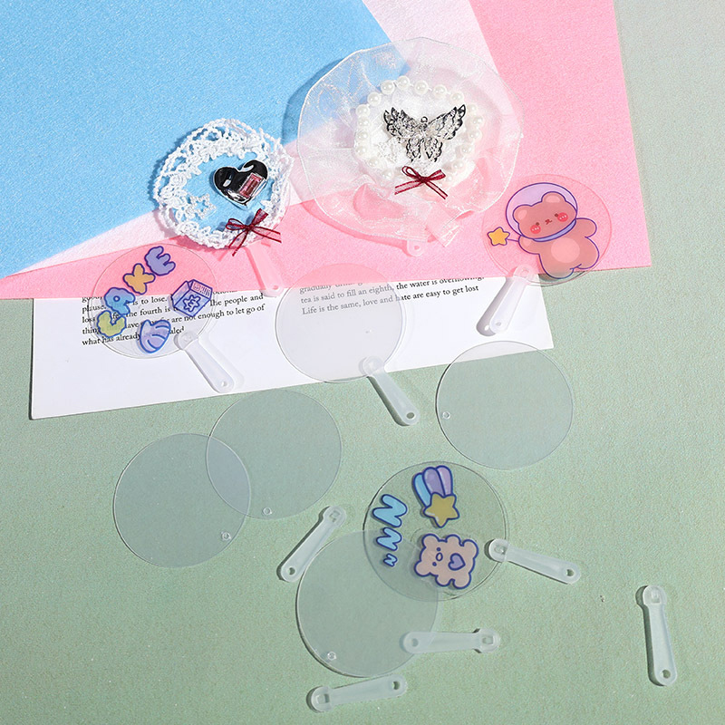 50Pcs 5cm Child Kids DIY Art Fan Cute Mini Transparent Blank Fan Wedding Birthday Party Favors Girlfriend Boyfriend Ideas Gift