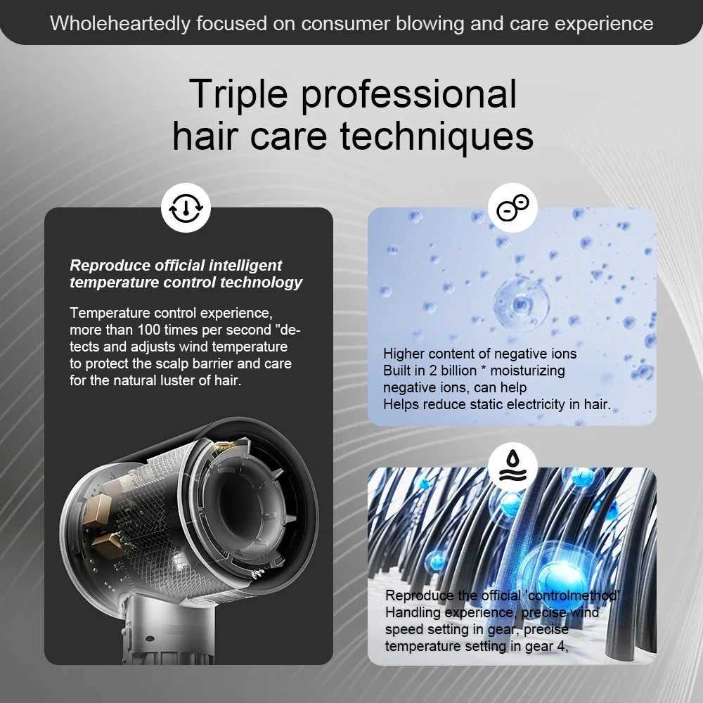 1.8m Professional Leafless Hair Dryer Negative Lon Hair Care Quick Home Powerful Hairdryer Constant 200 Million Anion Blow Dryer W250114
