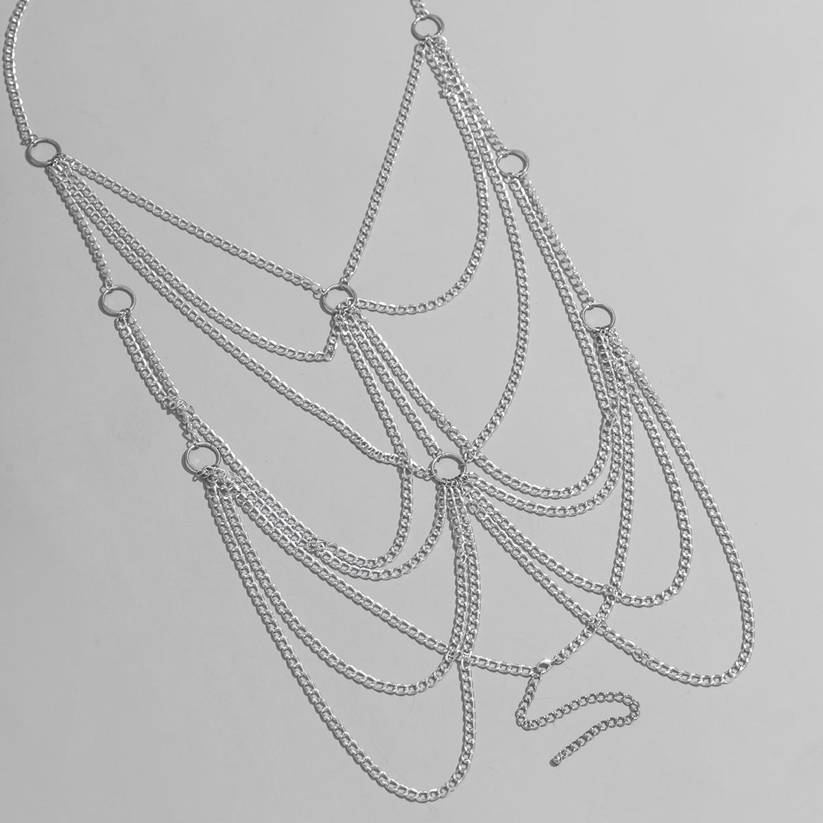 Stage Wear Men Heavy Metal Body Chains Multi Layered Sexy Necklace Chic Fashion Cosplay Party Show Accessories Chest Harness Belt