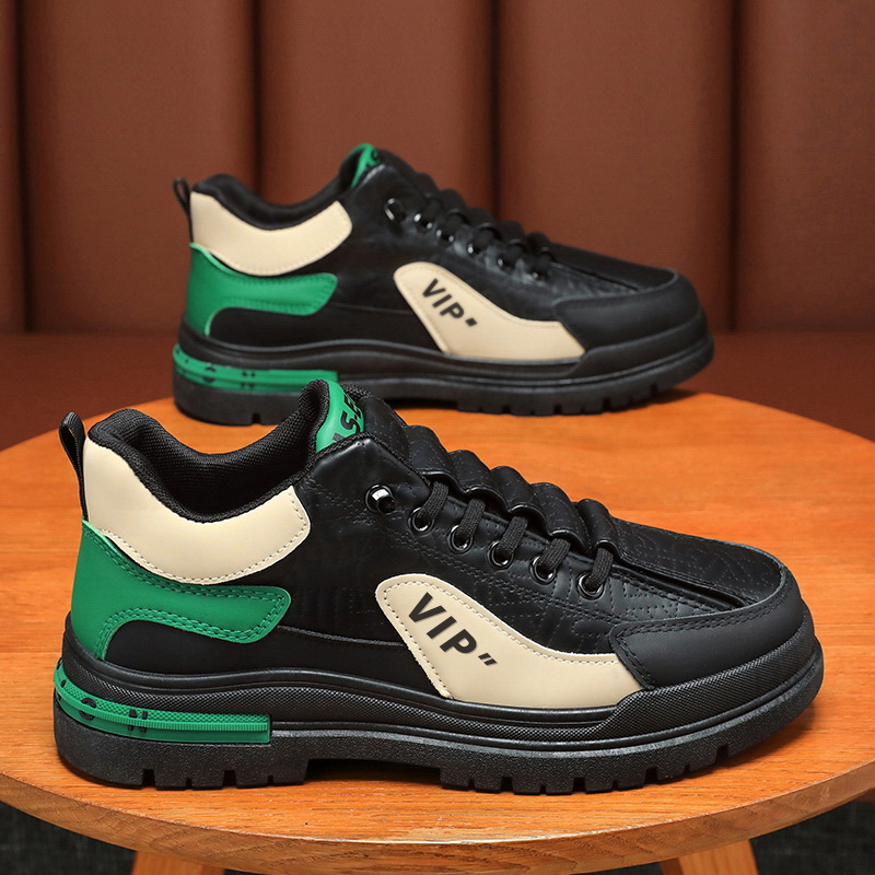 Men Casual Shoes Breathable PU Leather Platform Sneakers Summer Thick Bottom Low Top Training Sneakers